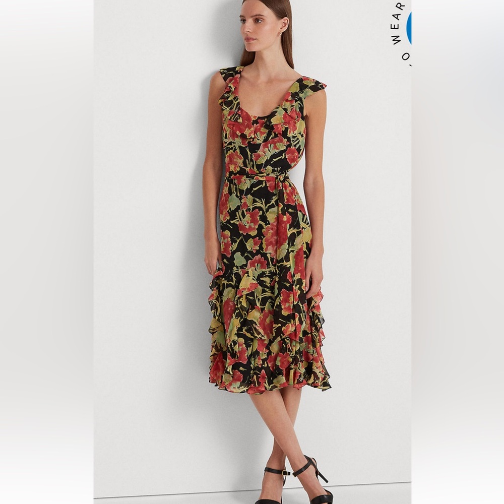 NWOT Ralph Lauren floral tiered midi